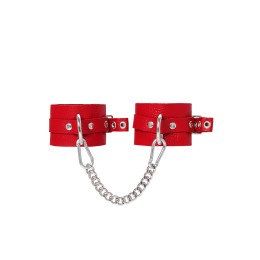 Красные мягкие кожаные оковы с люверсами