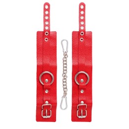 Красные мягкие кожаные оковы с люверсами