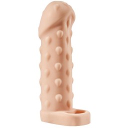 Телесная насадка-удлинитель с пупырышками Kleon - 15 см.