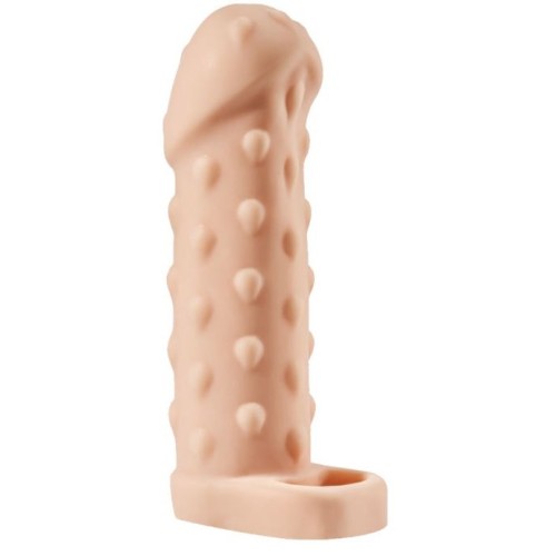 Телесная насадка-удлинитель с пупырышками Kleon - 15 см.