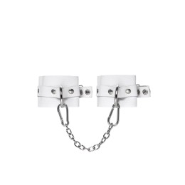 Белые мягкие кожаные оковы с люверсами