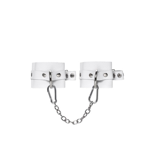 Белые мягкие кожаные оковы с люверсами