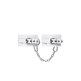 Белые мягкие кожаные оковы с люверсами