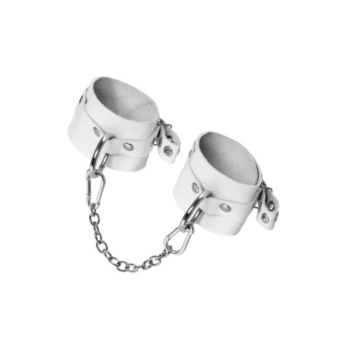 Белые мягкие кожаные оковы с люверсами