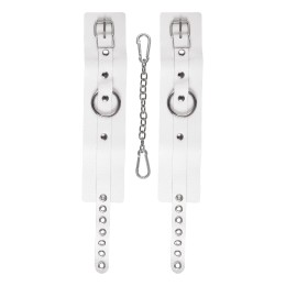 Белые мягкие кожаные оковы с люверсами