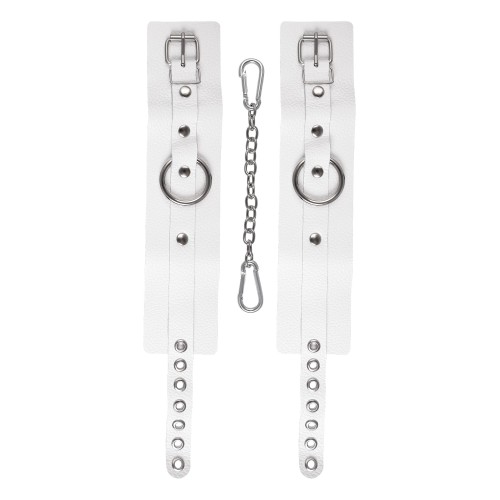 Белые мягкие кожаные оковы с люверсами