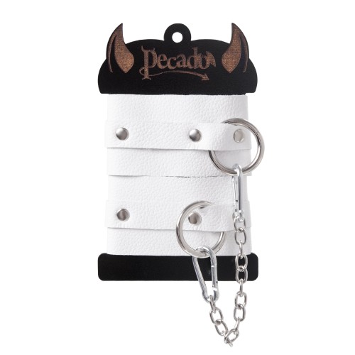 Белые мягкие кожаные оковы с люверсами