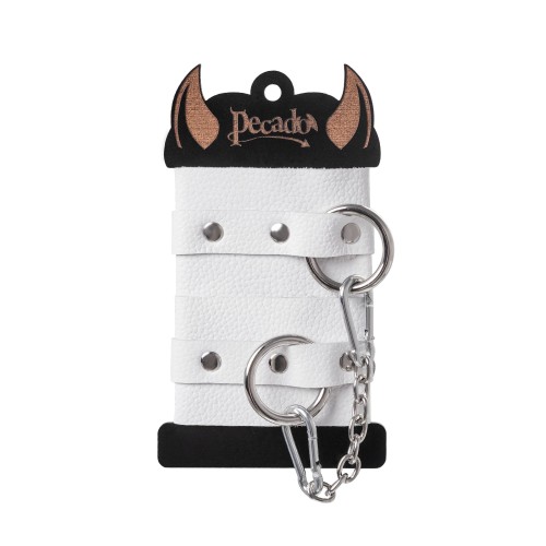 Белые мягкие кожаные наручники с люверсами