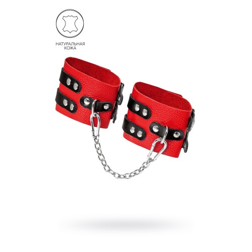 Красно-черные мягкие оковы с двумя ремешками с люверсами