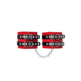 Красно-черные мягкие оковы с двумя ремешками с люверсами