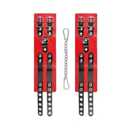 Красно-черные мягкие оковы с двумя ремешками с люверсами