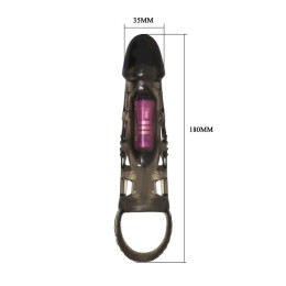 Дымчатая вибронасадка на пенис с подхватом Harrison - 18 см.