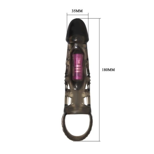 Дымчатая вибронасадка на пенис с подхватом Harrison - 18 см.