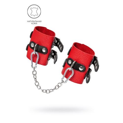 Красно-черные мягкие наручники с двумя ремешками с люверсами