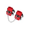 Красно-черные мягкие наручники с двумя ремешками с люверсами