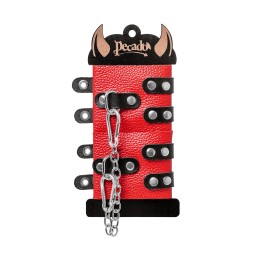 Красно-черные мягкие наручники с двумя ремешками с люверсами