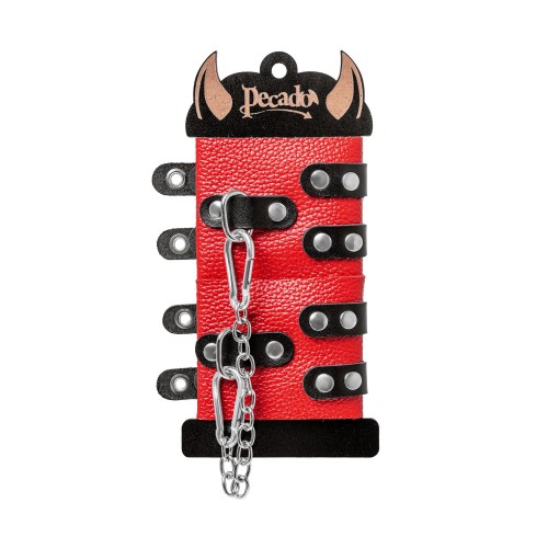 Красно-черные мягкие наручники с двумя ремешками с люверсами