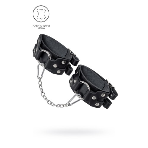 Черные кожаные оковы с двумя ремешками
