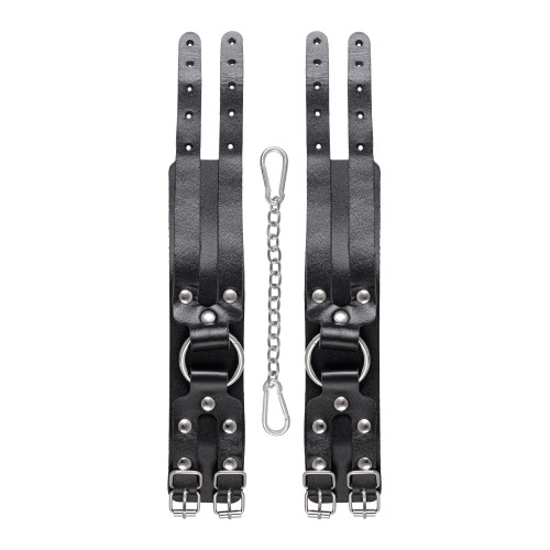Черные кожаные оковы с двумя ремешками