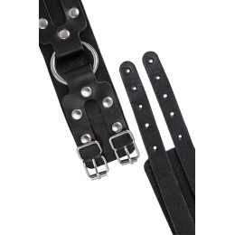 Черные кожаные оковы с двумя ремешками