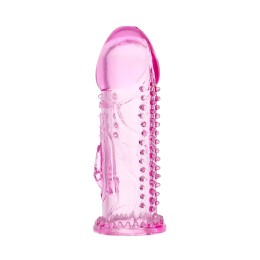 Розовая насадка на пенис с шипиками и коготком - 13,5 см.