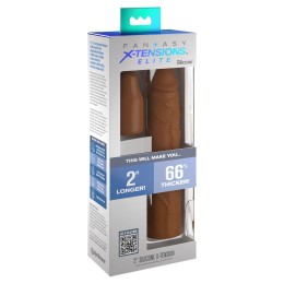 Коричневая насадка на член 2  Silicone X-tension - 20,3 см.