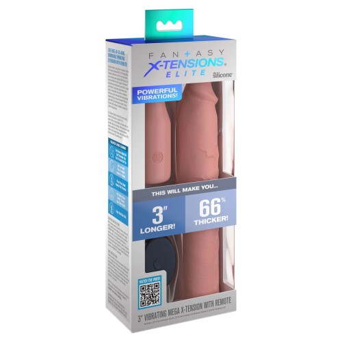 Телесная вибронасадка на член 3  Vibrating Mega X-tension with Remote - 22,9 см.