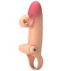 Телесная вибронасадка на пенис с подхватом мошонки - 20 см.