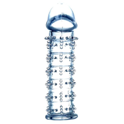 Прозрачная насадка на пенис с рельефом - 12 см.
