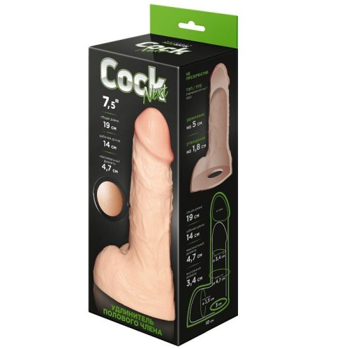 Телесный фаллоудлинитель с мошонкой Cock Next - 19 см.
