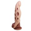 Телесная удлиняющая насадка с рельефом и вибрацией Brad - 21,3 см.
