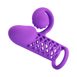 Фиолетовая вибронасадка с клиторальным отростком Harden