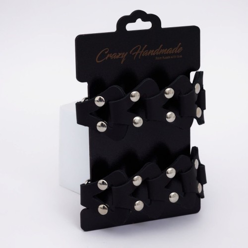 Черные кожаные наручники из звеньев