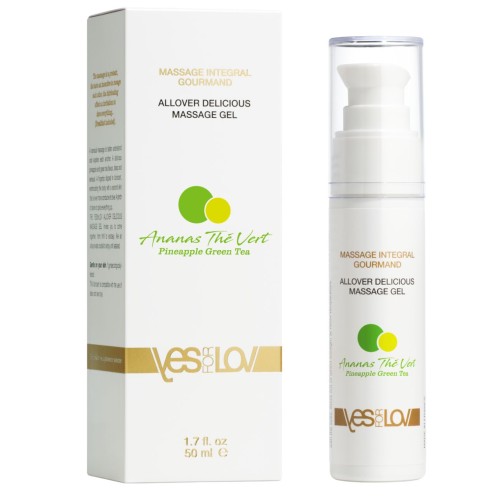 Универсальный массажный гель 3-в-1 Allover Delicious Massage Gel с ароматом ананаса и зеленого чая - 50 мл.