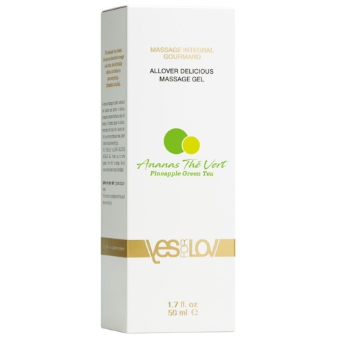 Универсальный массажный гель 3-в-1 Allover Delicious Massage Gel с ароматом ананаса и зеленого чая - 50 мл.