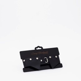 Черный однослойный кожаный ошейник с имитацией воротничка