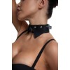Черный однослойный кожаный ошейник с имитацией воротничка