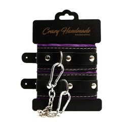 Черно-фиолетовые скругленные наручники с мягкой подкладкой