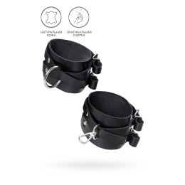 Черные кожаные оковы с двумя перекрёстными ремешками