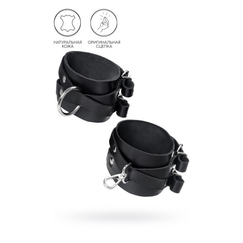 Черные кожаные оковы с двумя перекрёстными ремешками