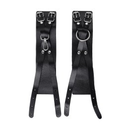 Черные кожаные оковы с двумя перекрёстными ремешками