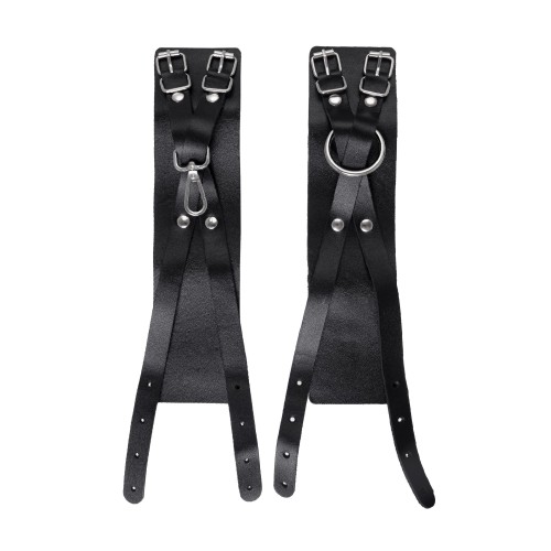 Черные кожаные оковы с двумя перекрёстными ремешками