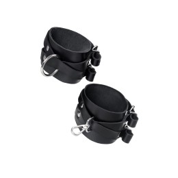 Черные кожаные оковы с двумя перекрёстными ремешками