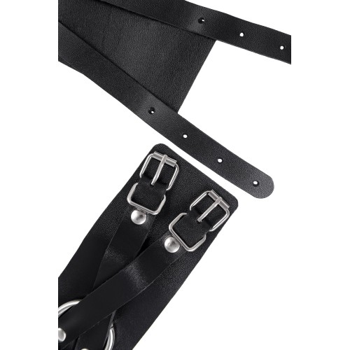 Черные кожаные оковы с двумя перекрёстными ремешками