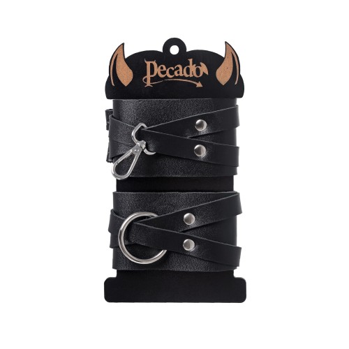 Черные кожаные оковы с двумя перекрёстными ремешками