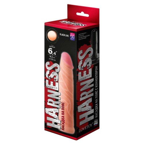 Телесная насадка без мошонки на Harness с коннектором BLACK LINE - 17,5 см.