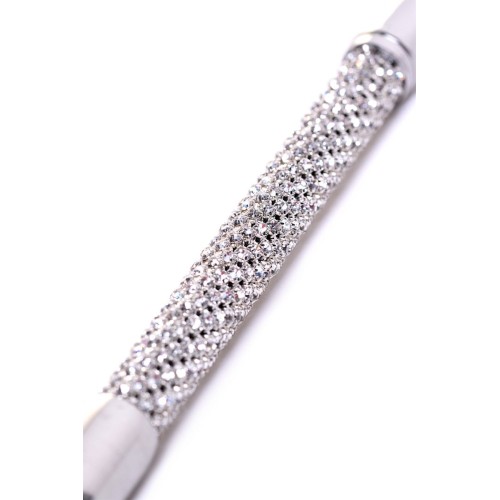 Чёрный стек с треугольным кожаным шлепком - 65 см.