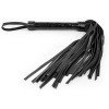 Черная многохвостовая плеть с круглой гладкой ручкой - 38 см.