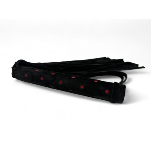 Черная замшевая плеть с красными точками на рукояти Red dot Princess - 43 см.