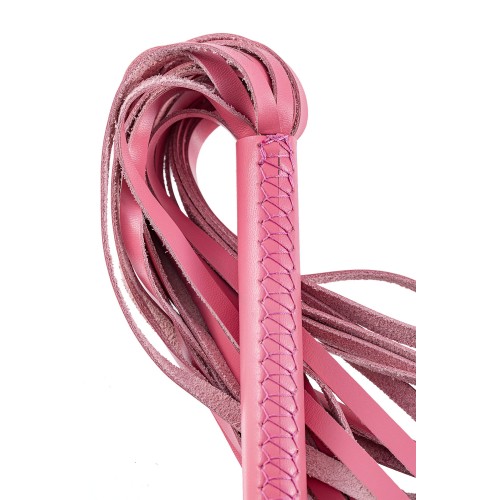 Розовая кожаная плеть - 50 см.